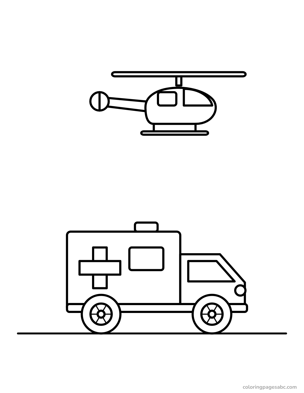 Ambulance and helicopter to color online
