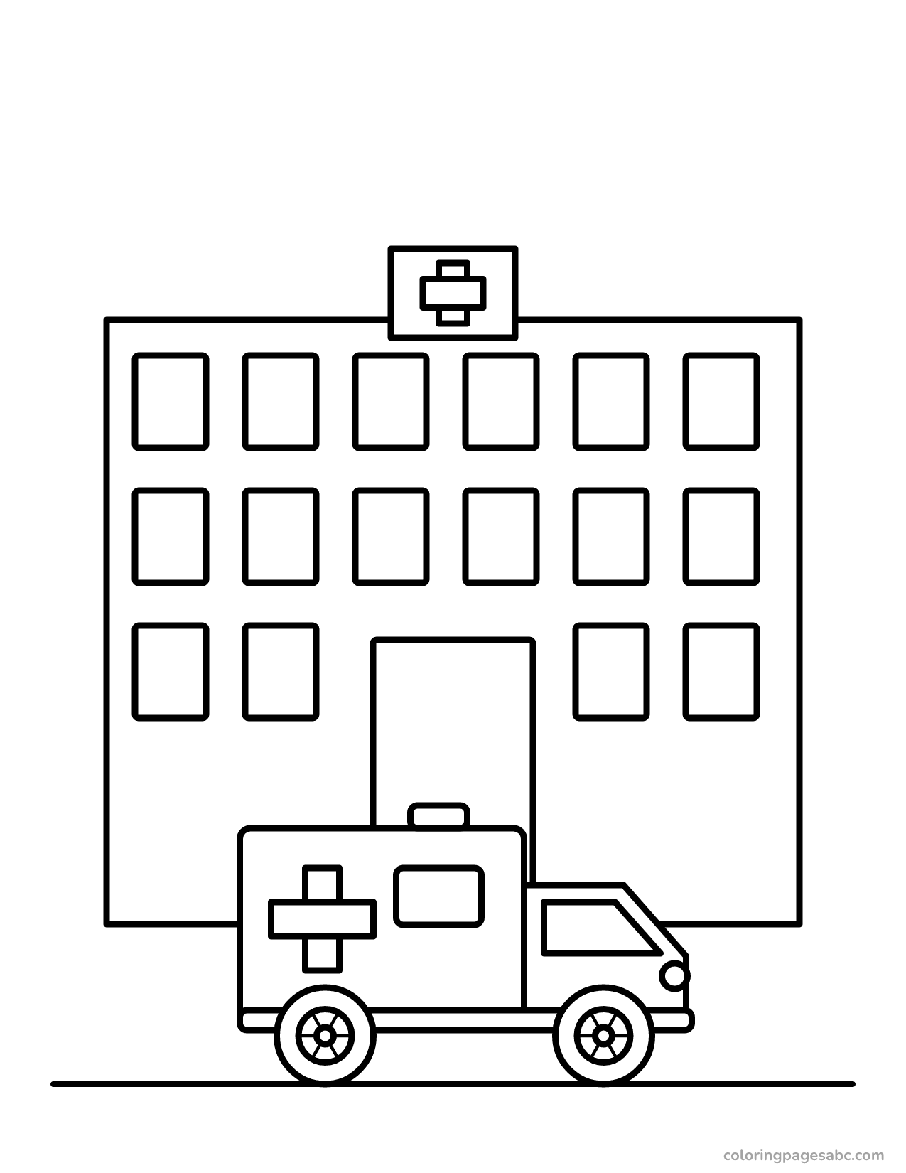 Ambulance at the hospital to color online