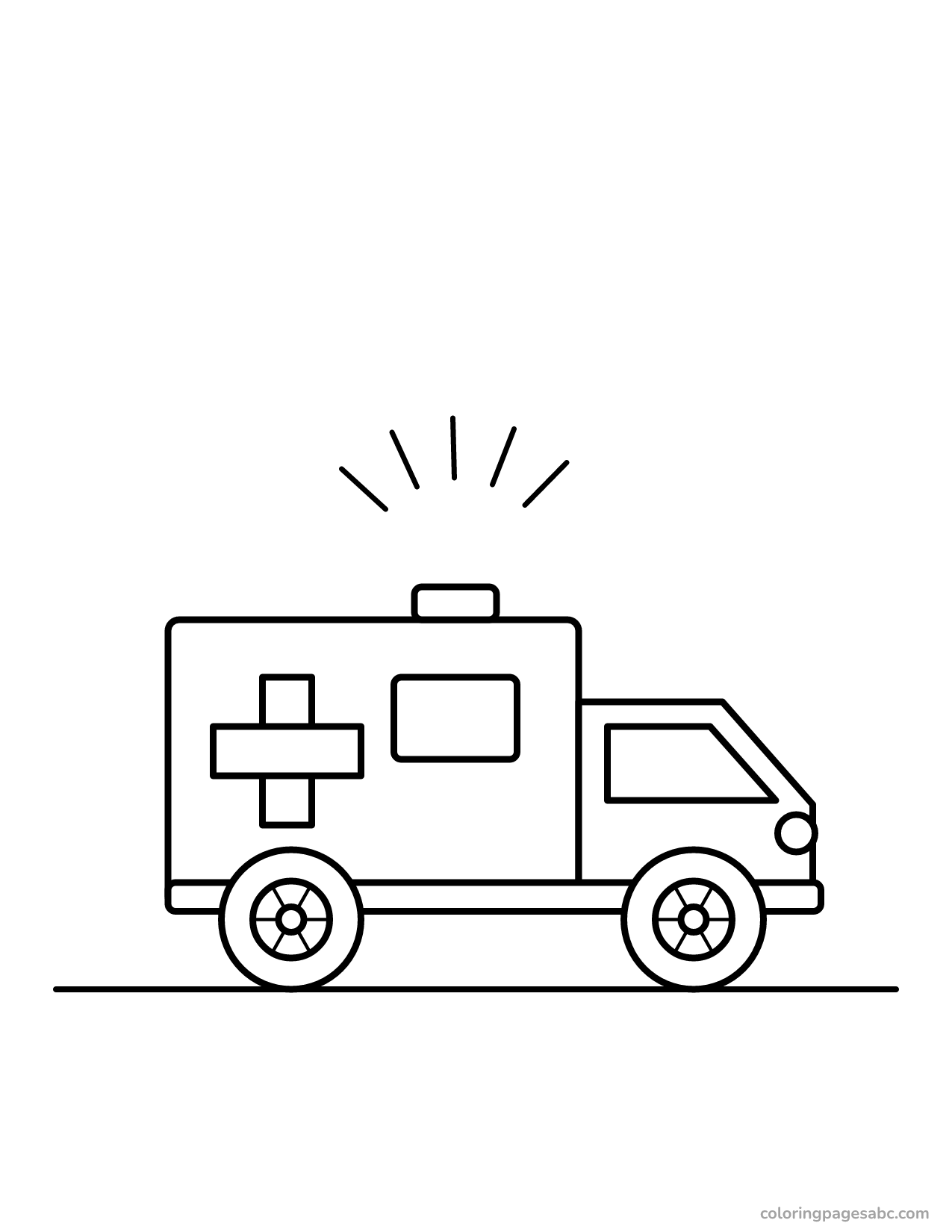 Ambulance with flashing lights to color online