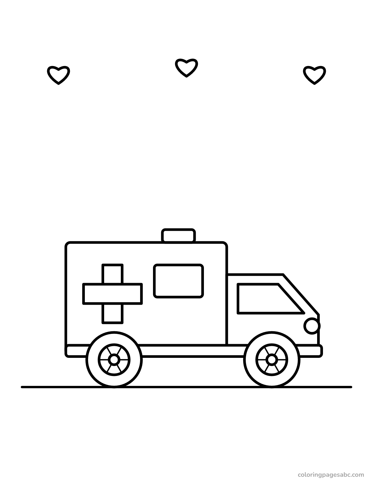 Ambulance with hearts to color online