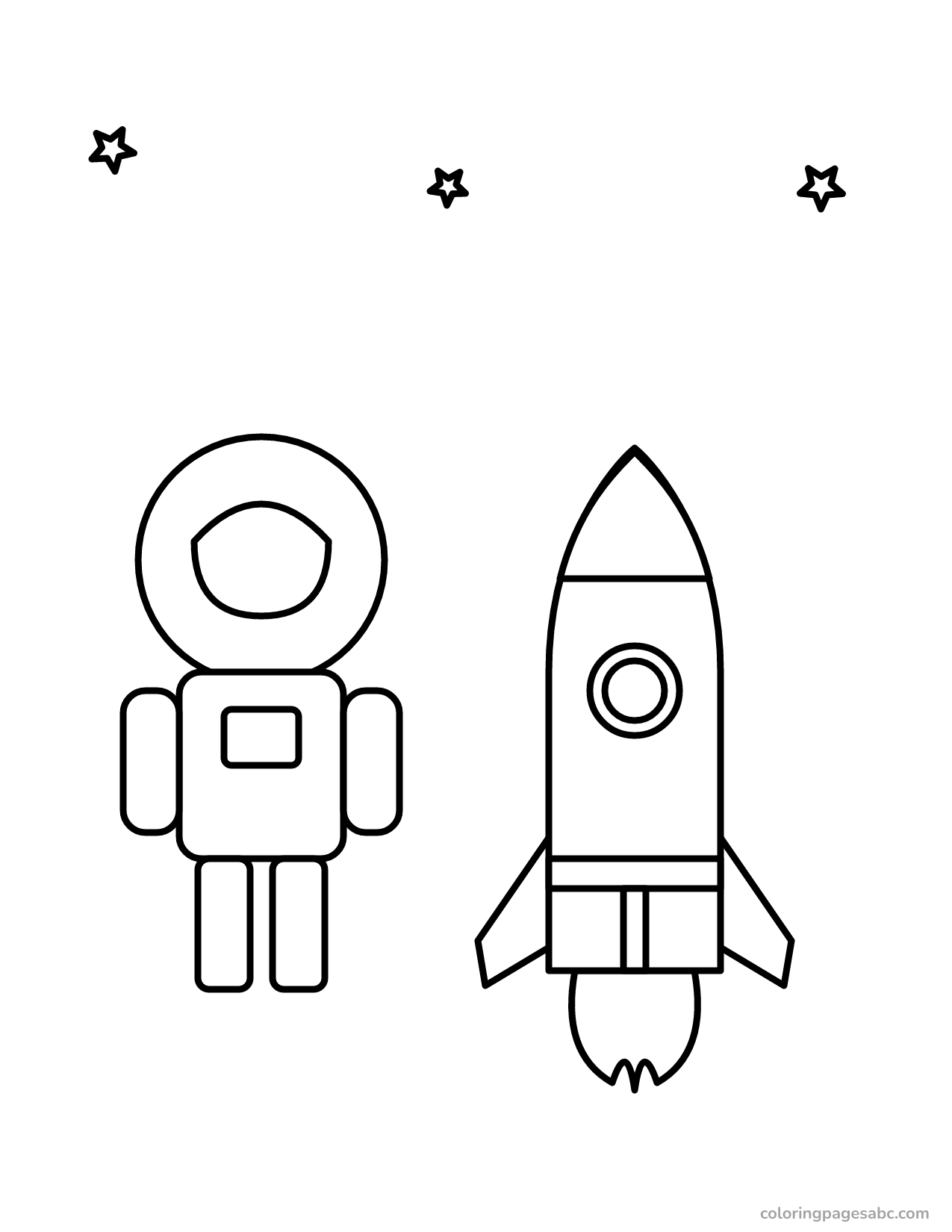 Astronaut and rocket to color online