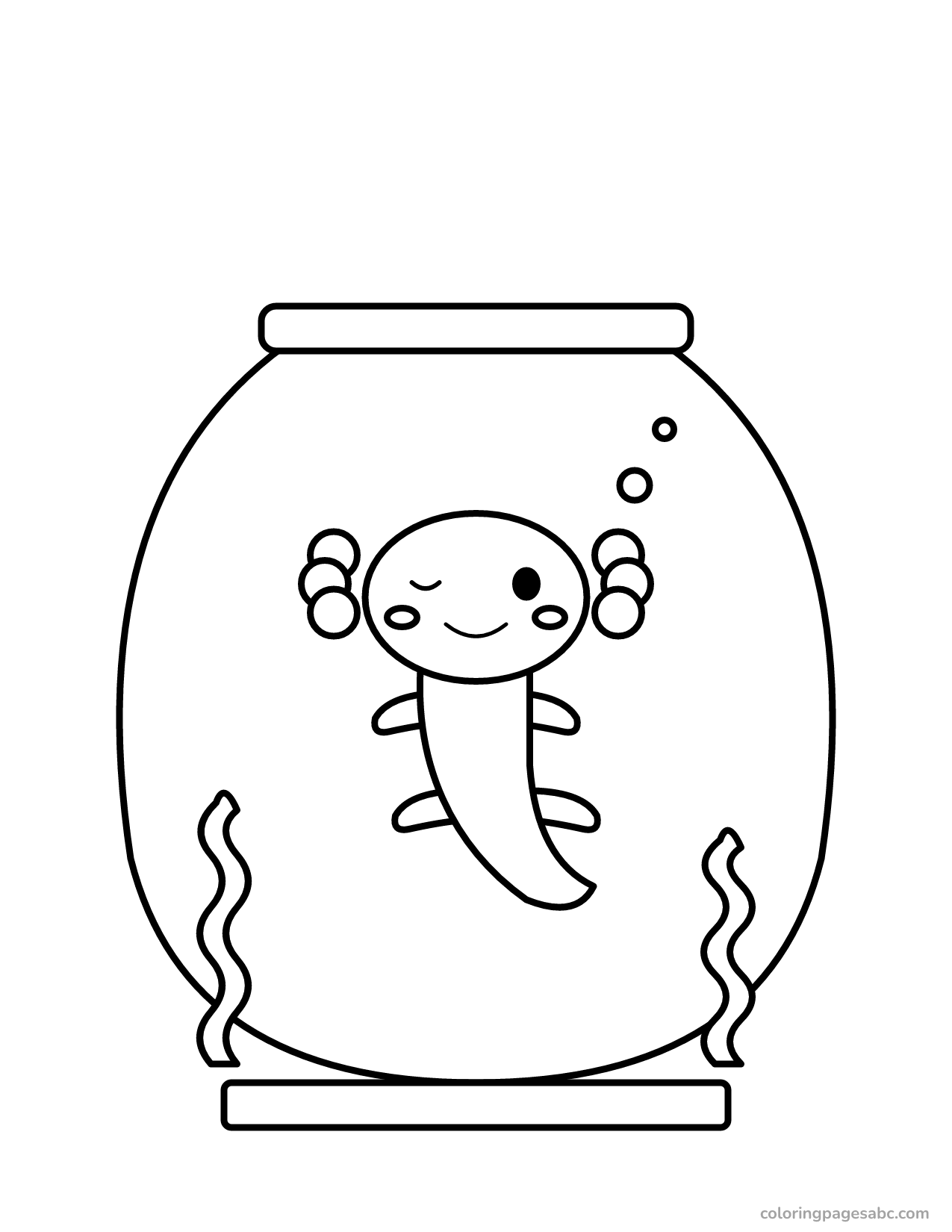 Axolotl in a fishbowl to color online