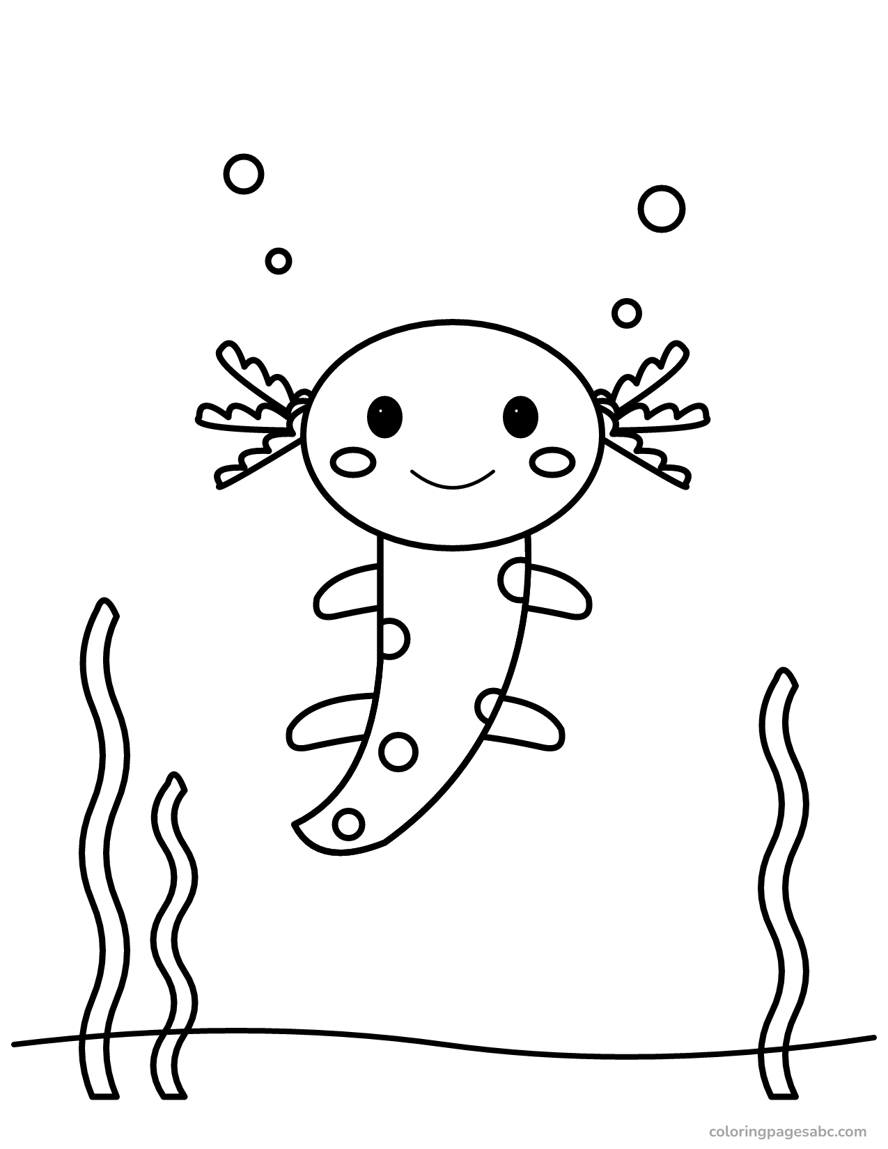 Axolotl in the water to color online