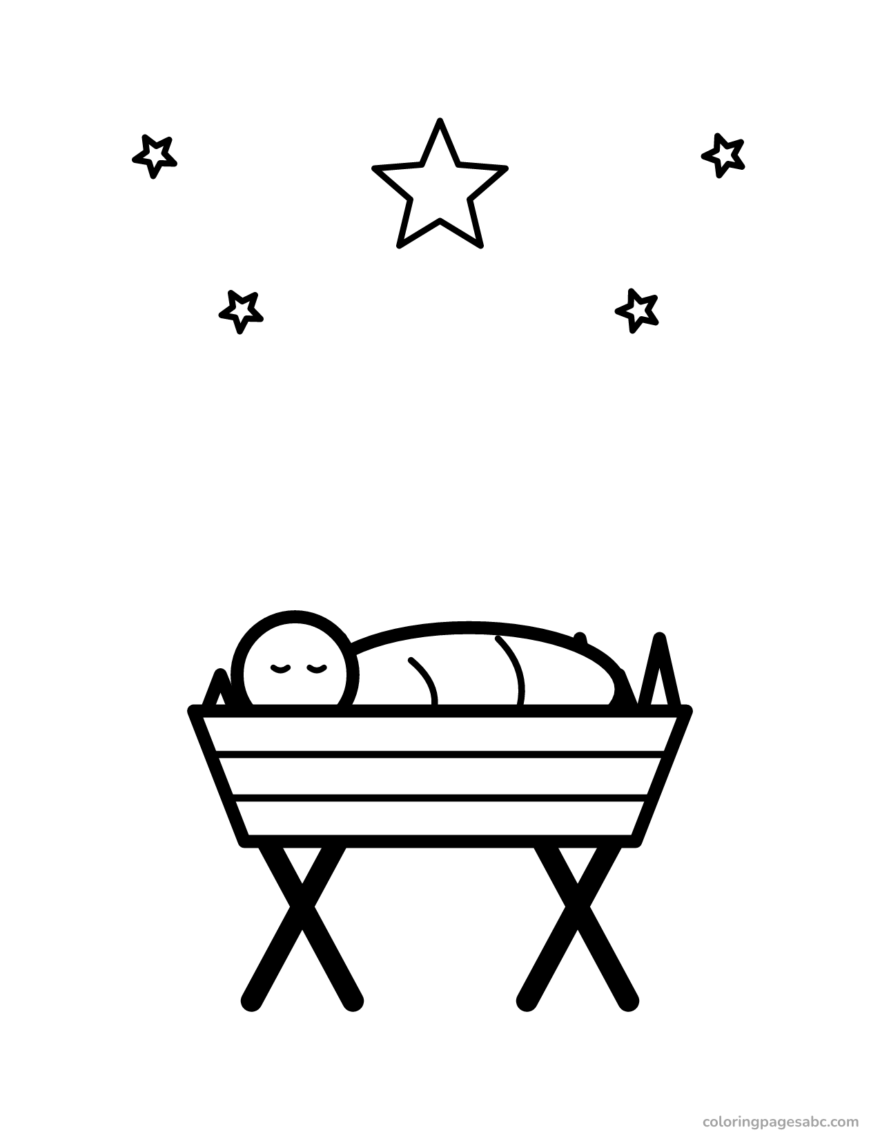 Baby in a manger to color online