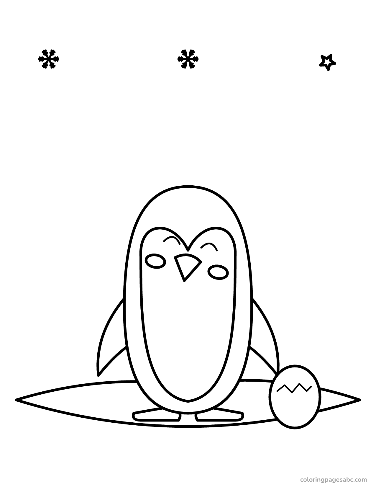 Baby penguin with an egg to color online