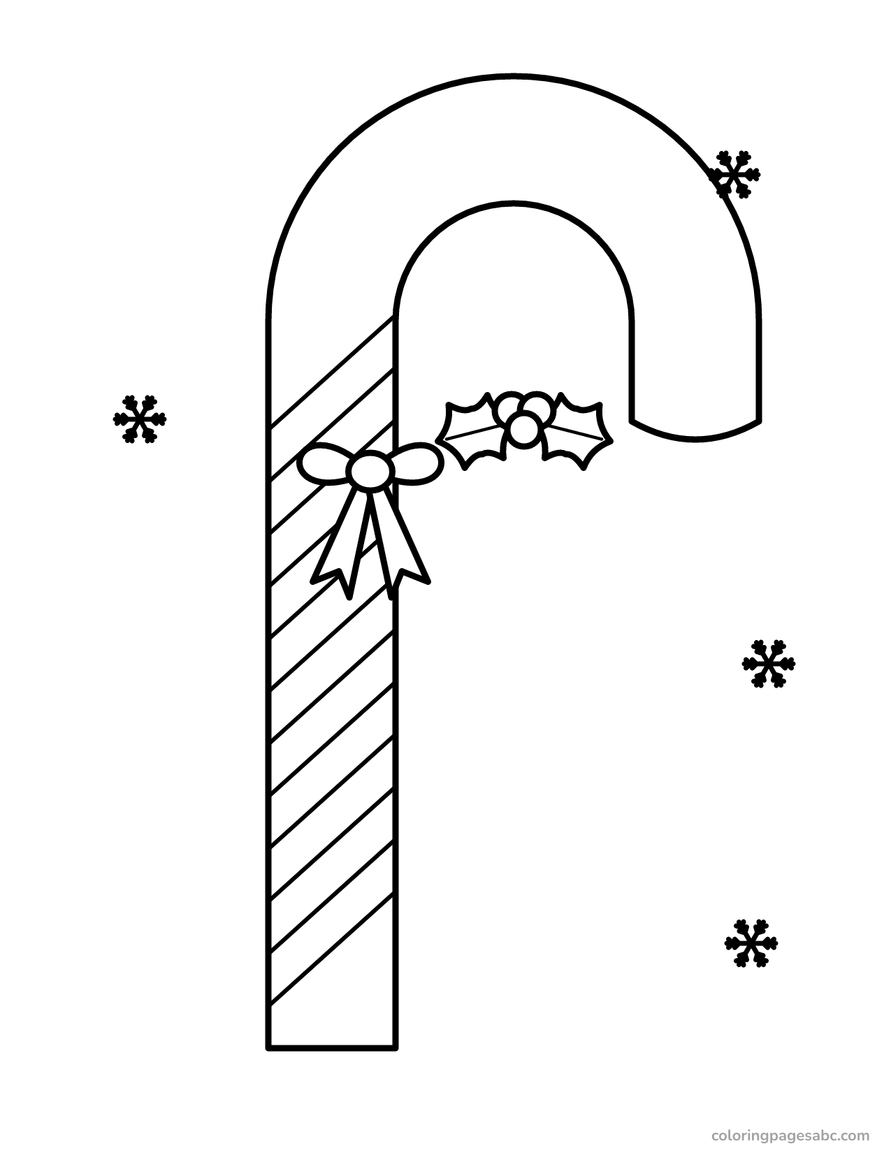 Big candy cane with a bow to color online