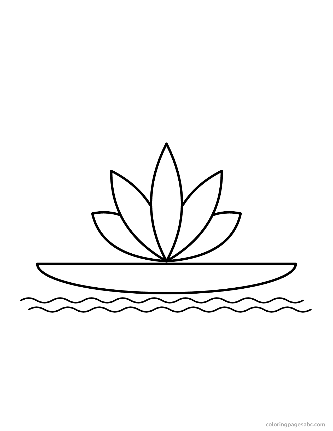 One big lotus flower on a lily pad coloring page