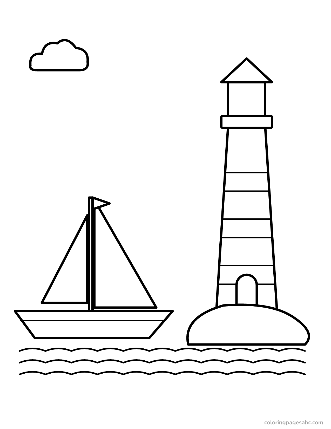 Boat and lighthouse to color online