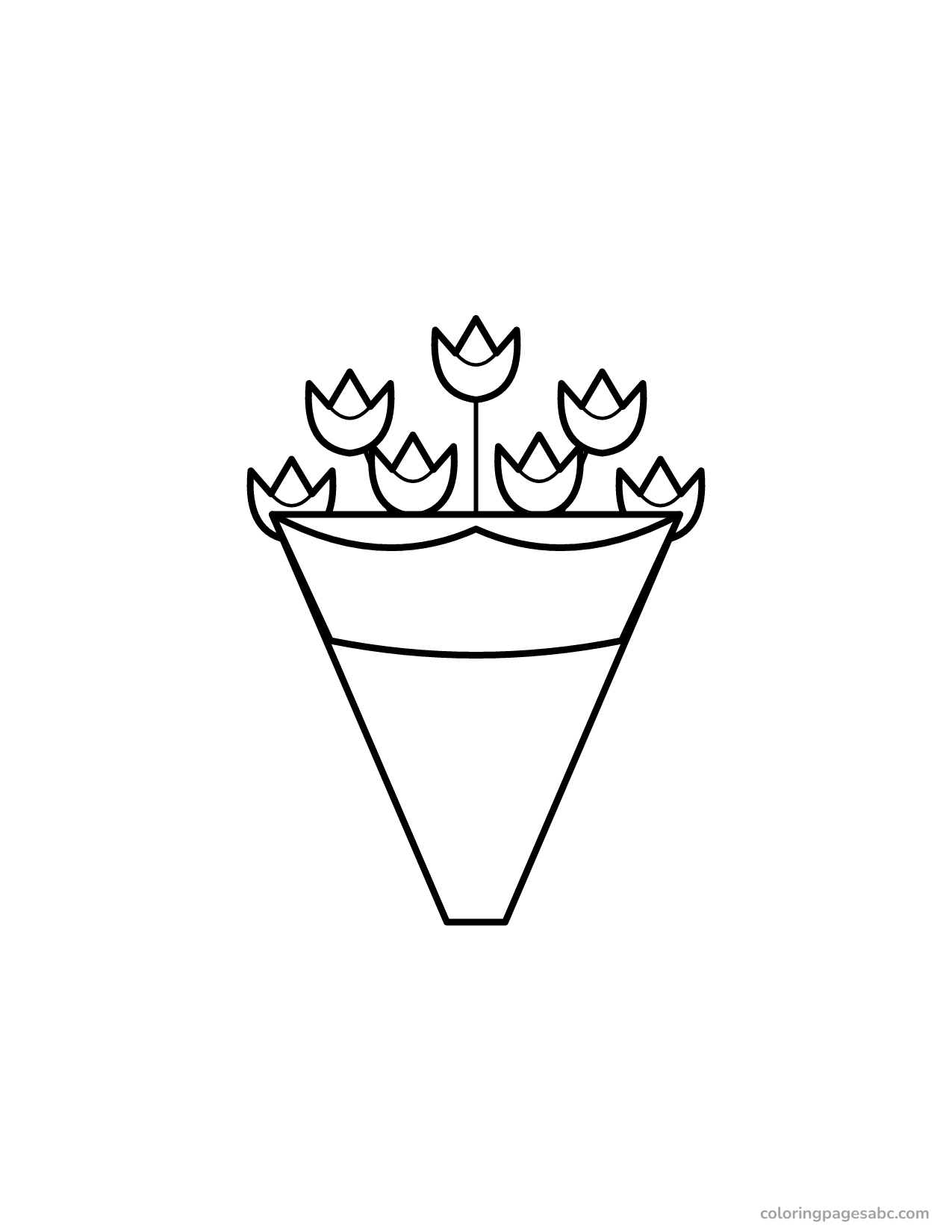 Bouquet of tulips wrapped in paper coloring page