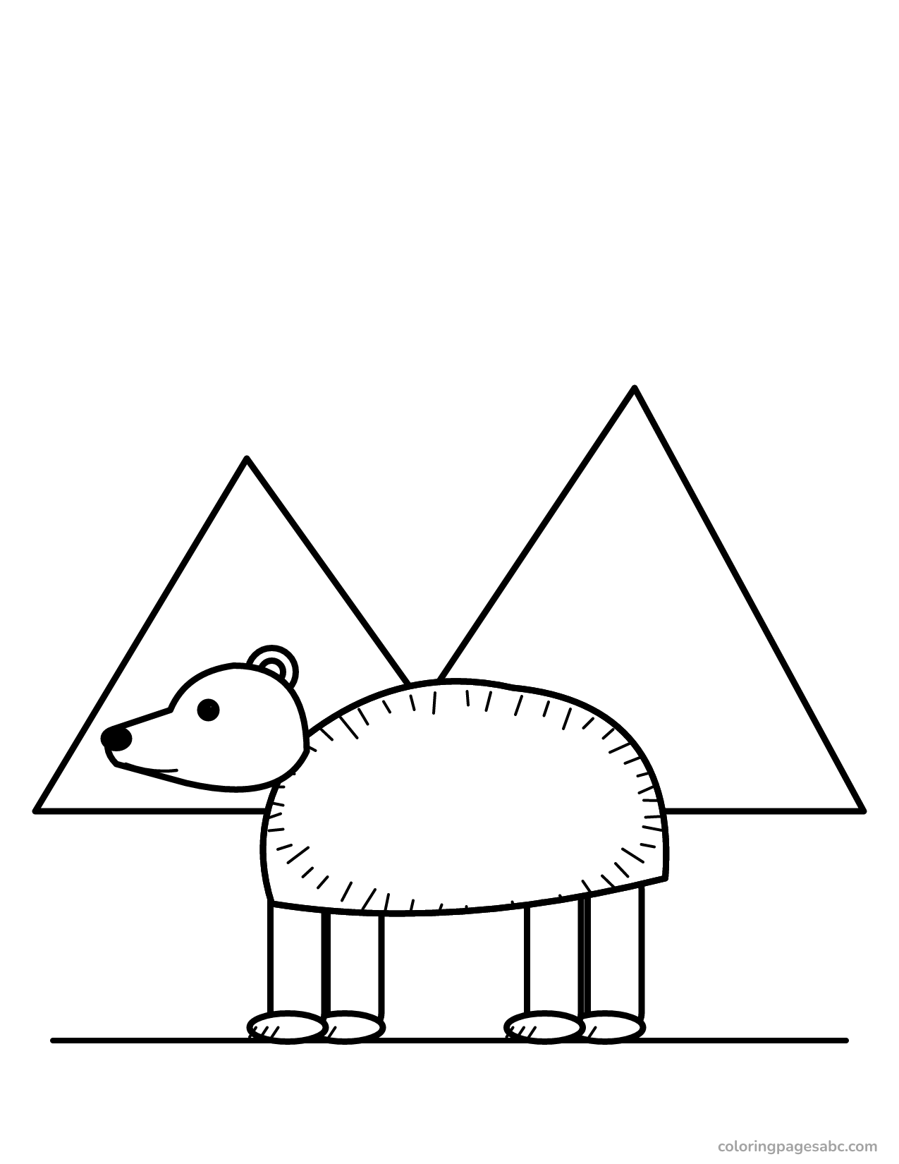 Brown bear in front of the mountains coloring page