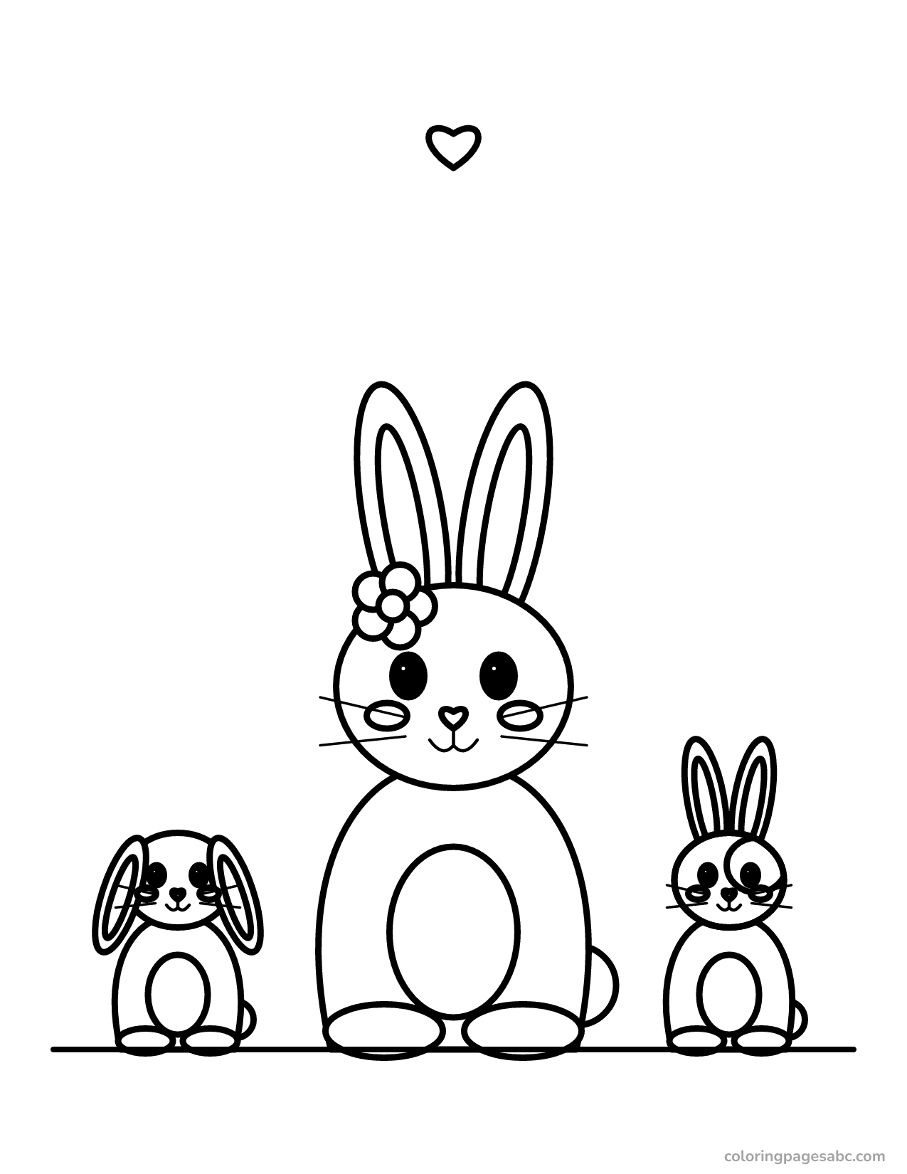 Bunny family to color online