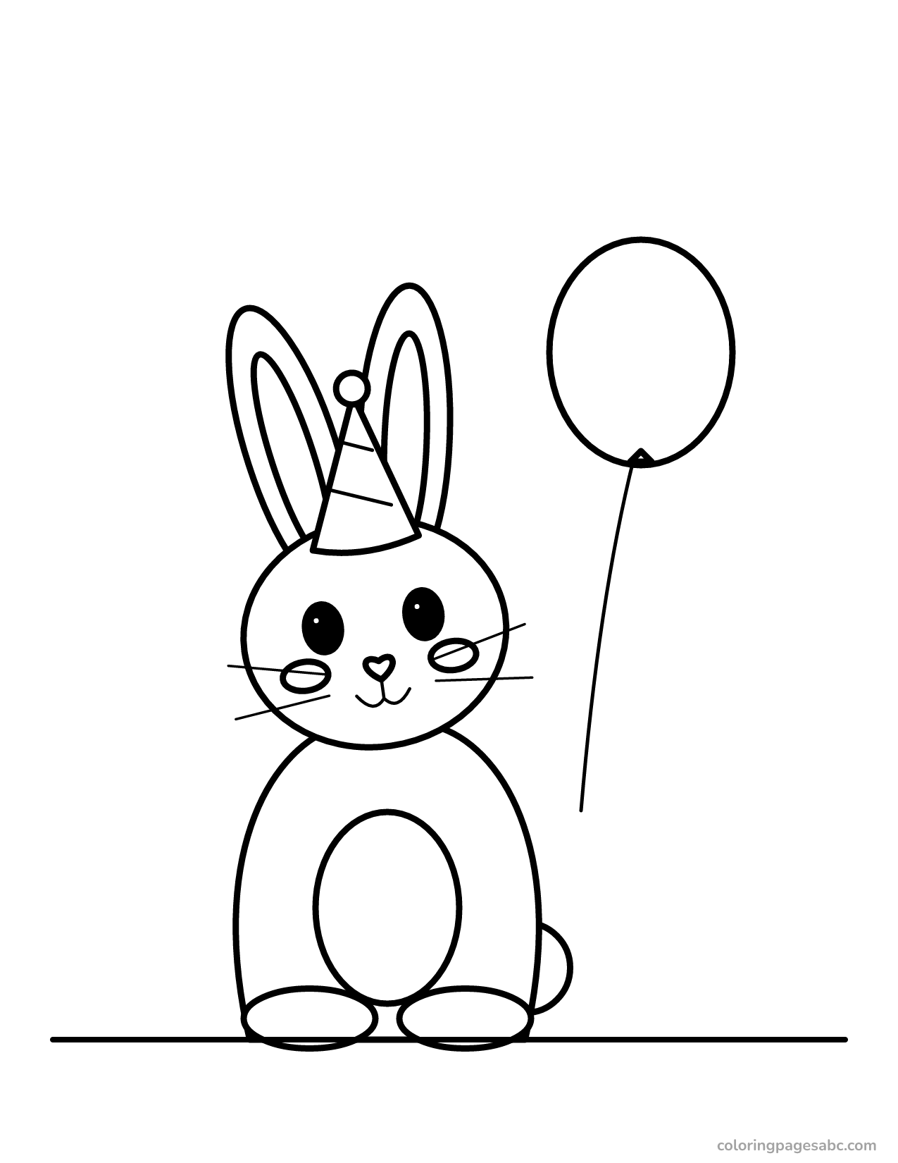 Bunny with a balloon to color online