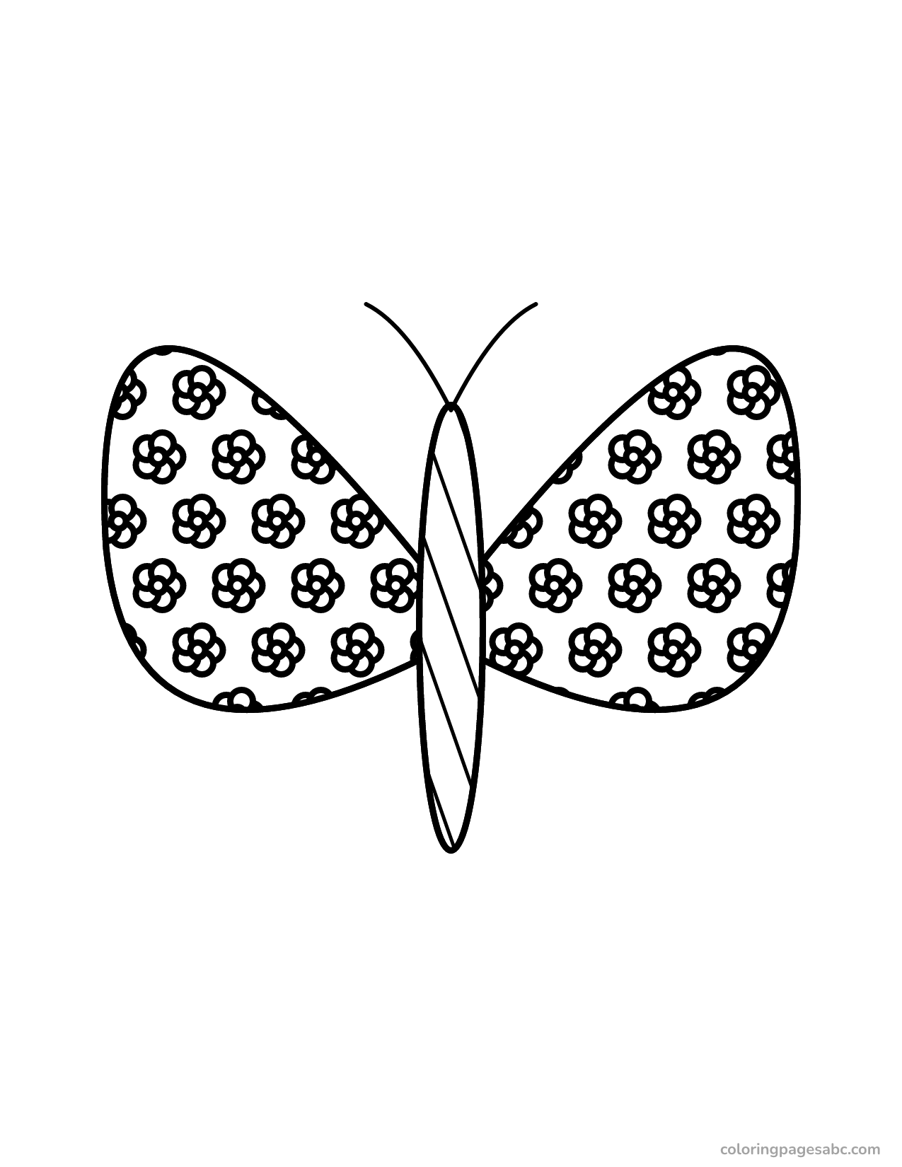Butterfly with flower patterns on both wings mandala coloring page