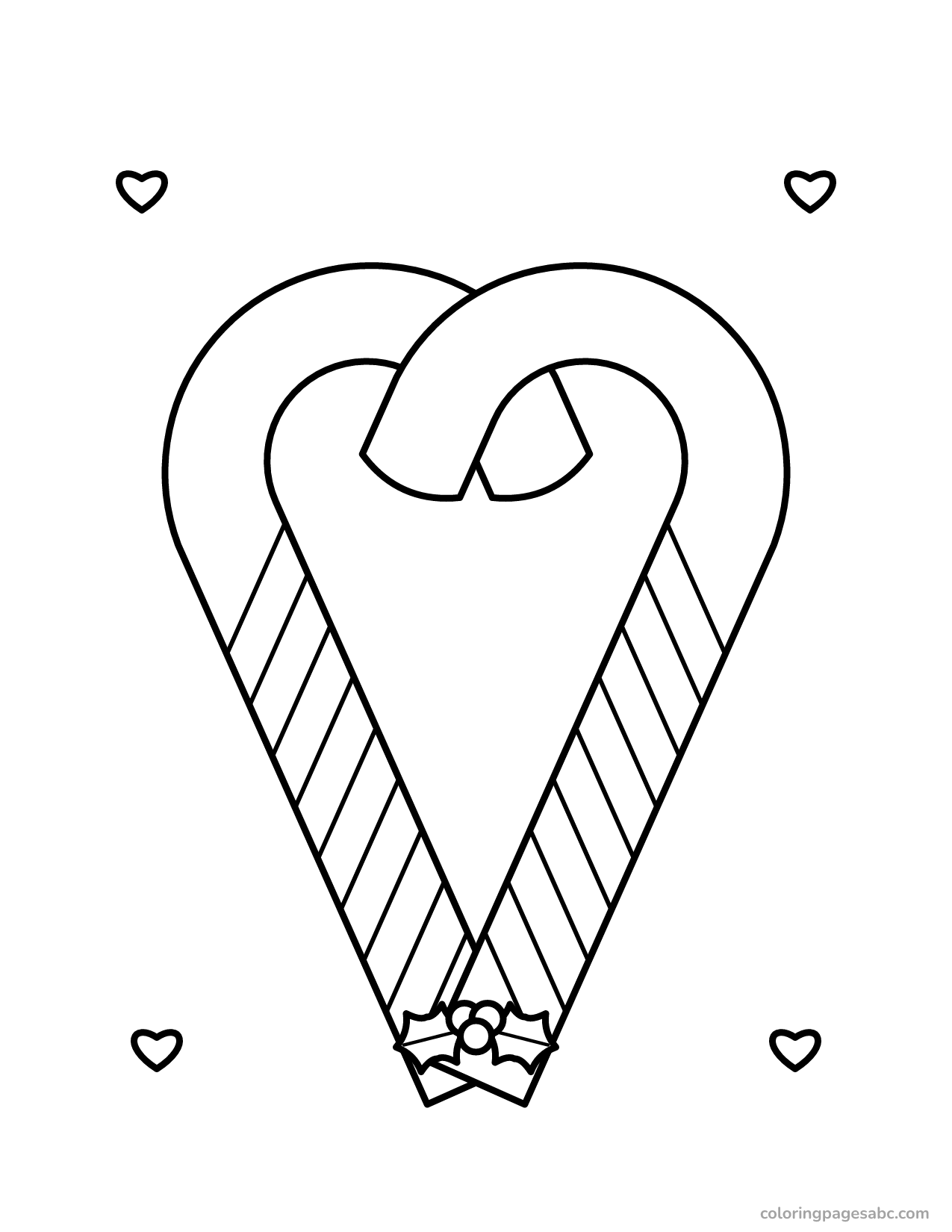 Candy cane heart to color online