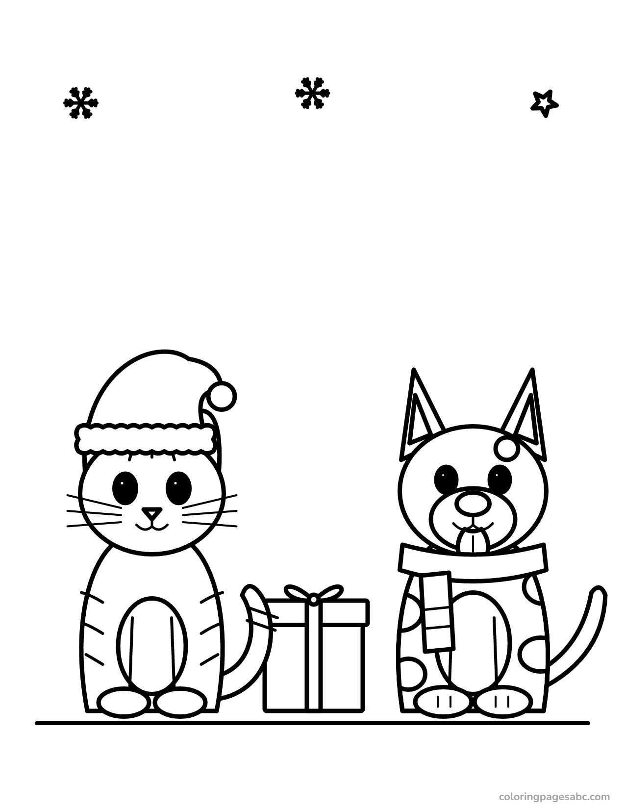 Cat and dog friends to color online