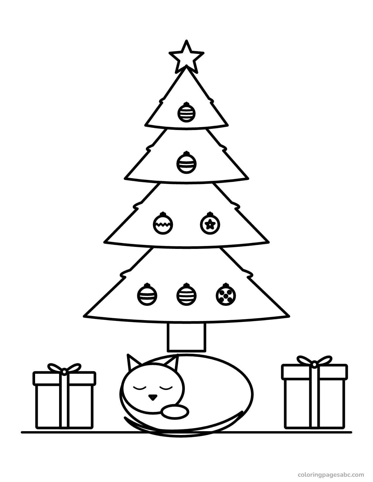 Cat sleeping under the tree to color online