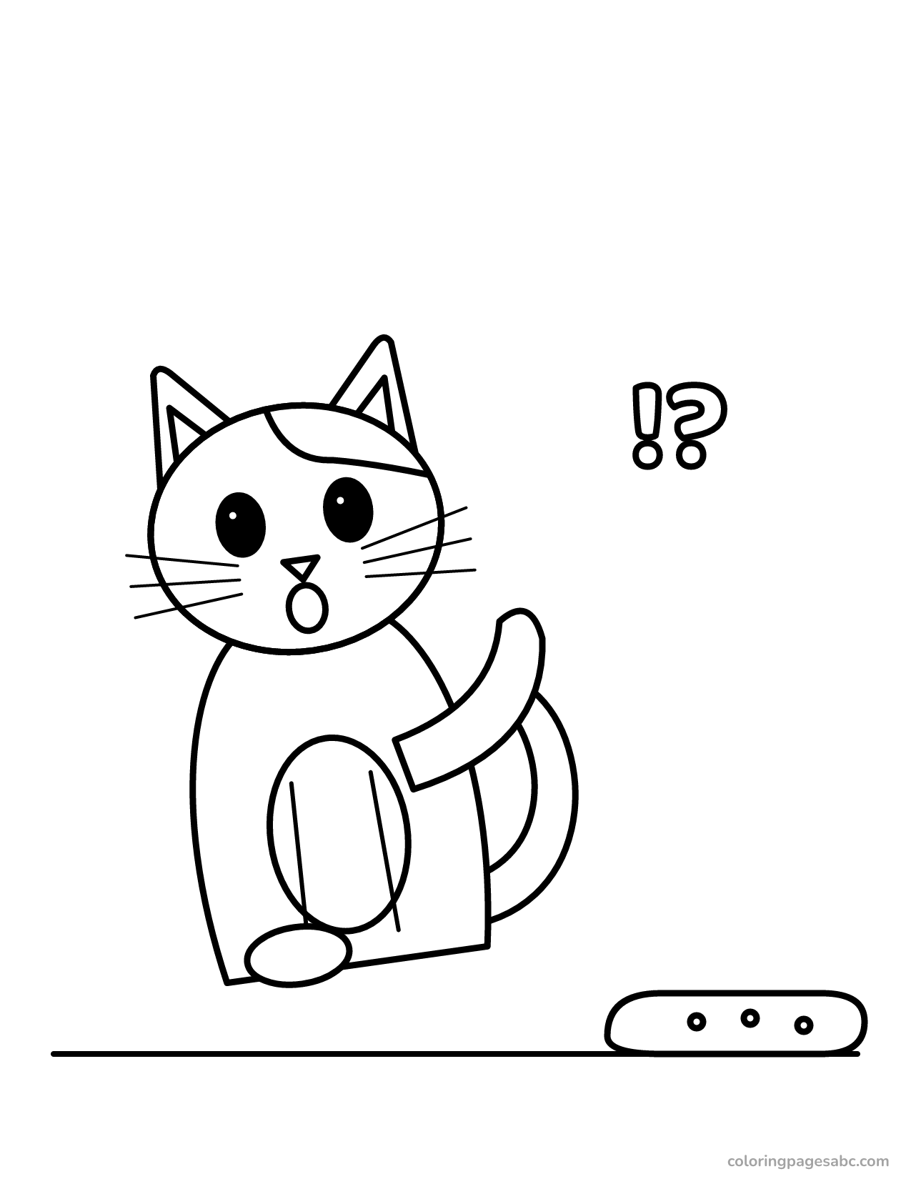 Cat jumping back in surprise from a cucumber coloring page