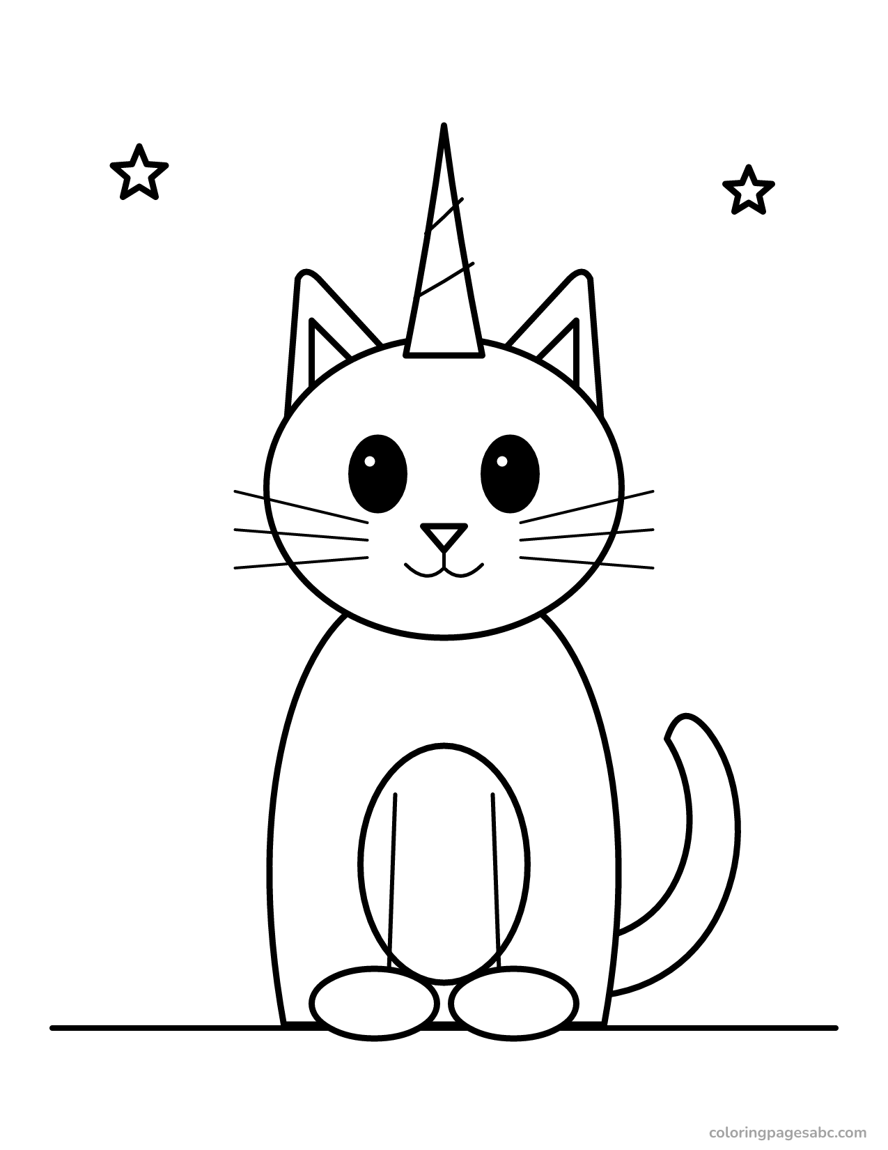 Cat with a unicorn horn to color online