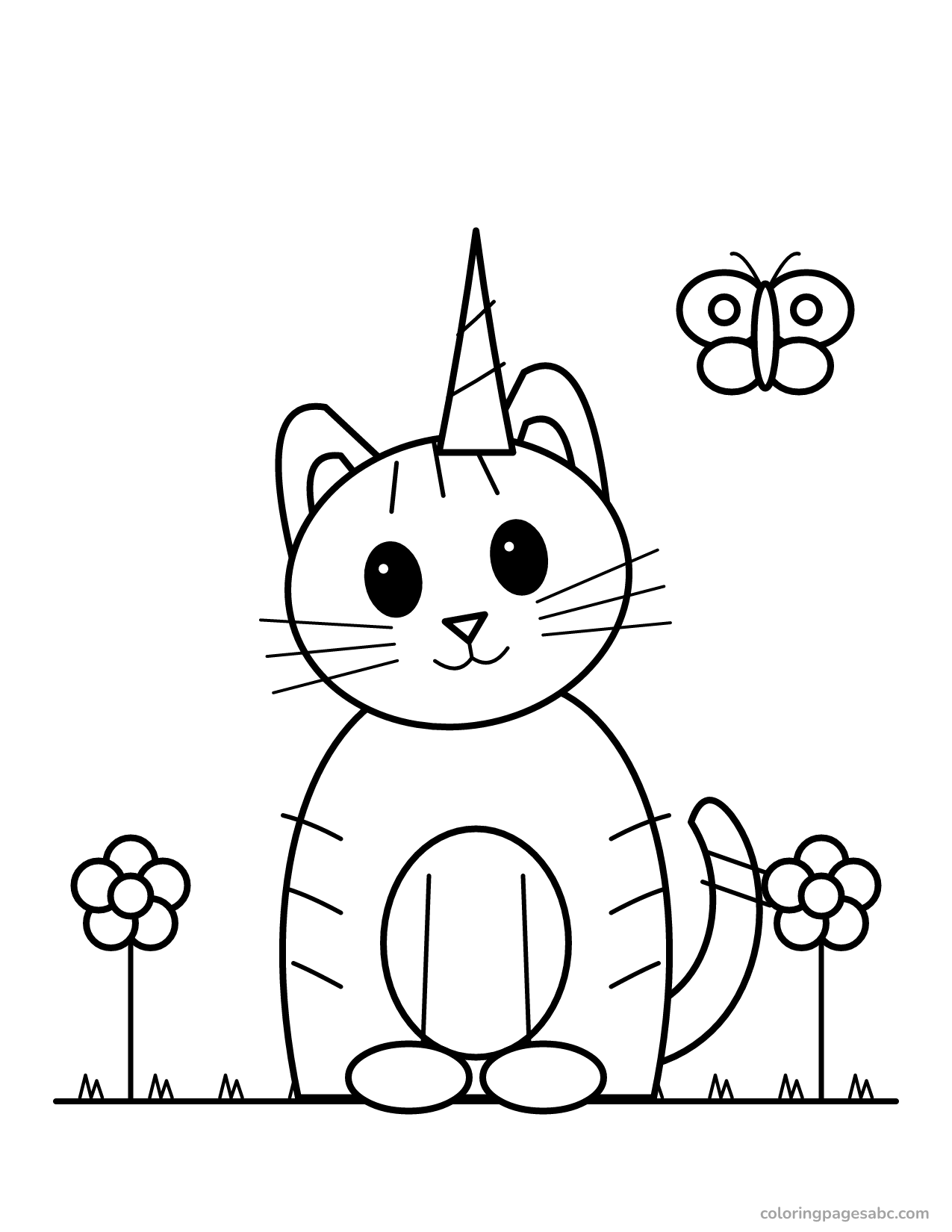 Caticorn with flowers to color online
