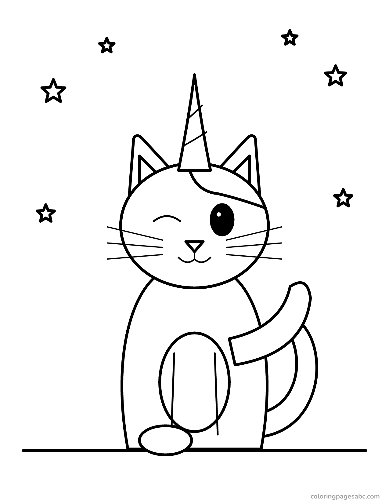 Caticorn with stars to color online