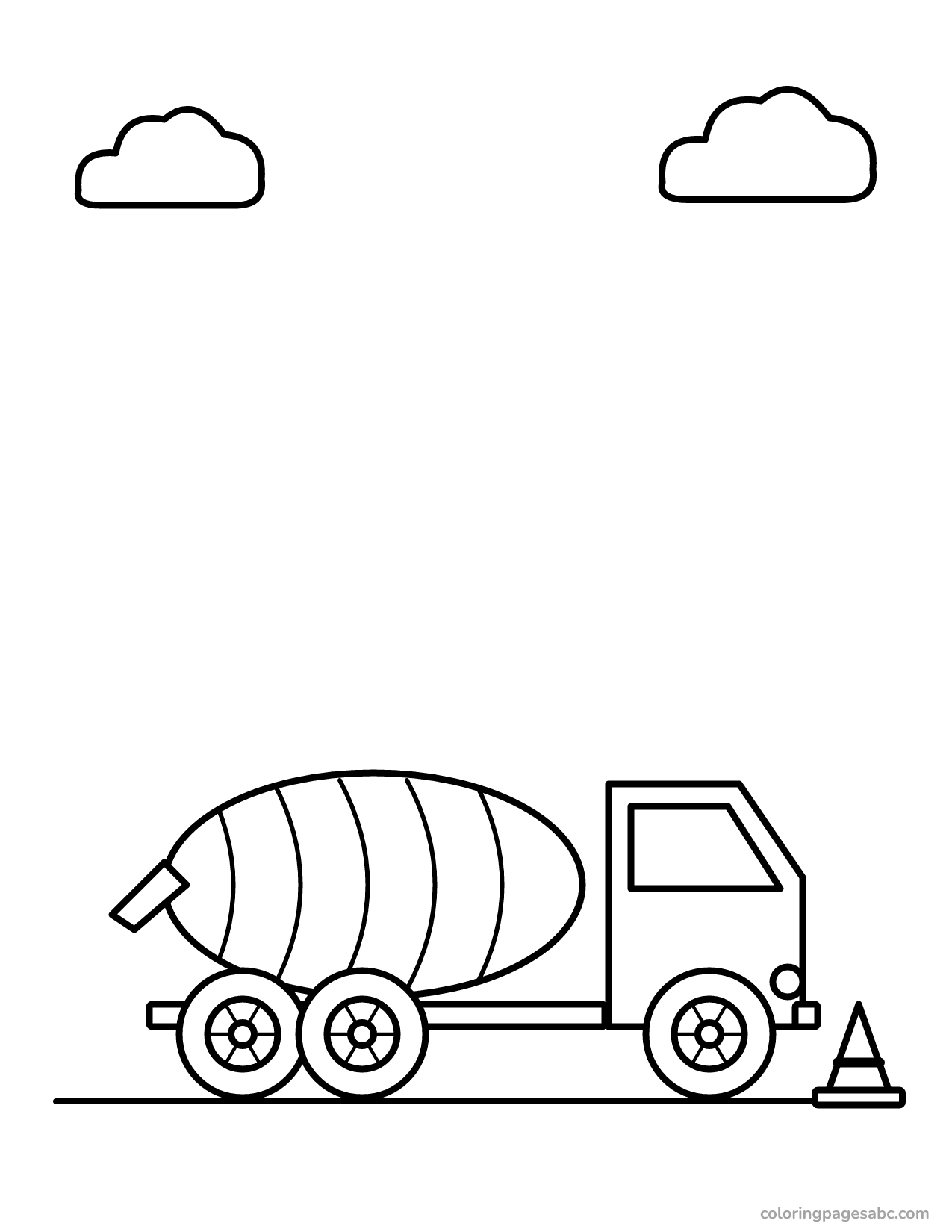 Cement mixer truck with a striped drum coloring page