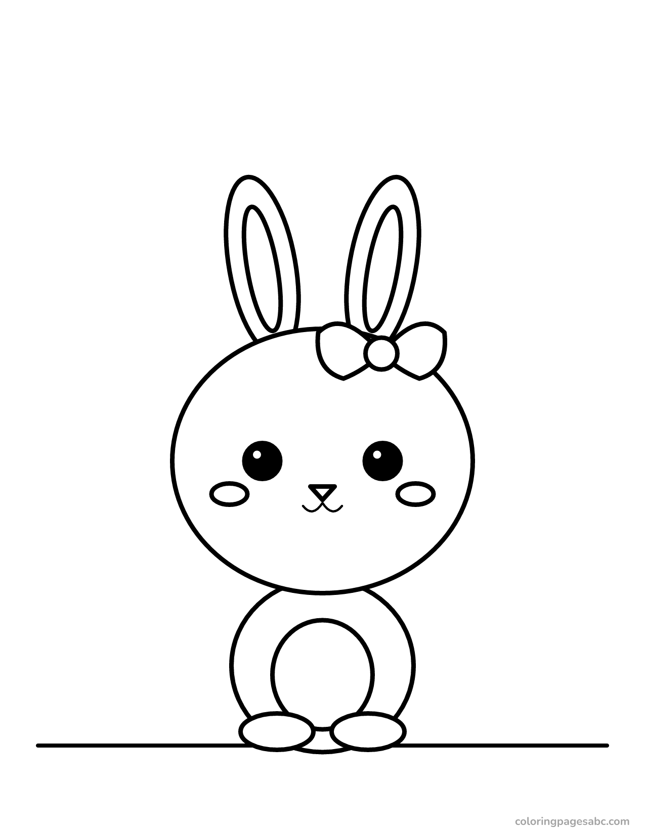 Chibi bunny with long ears and a bow coloring page