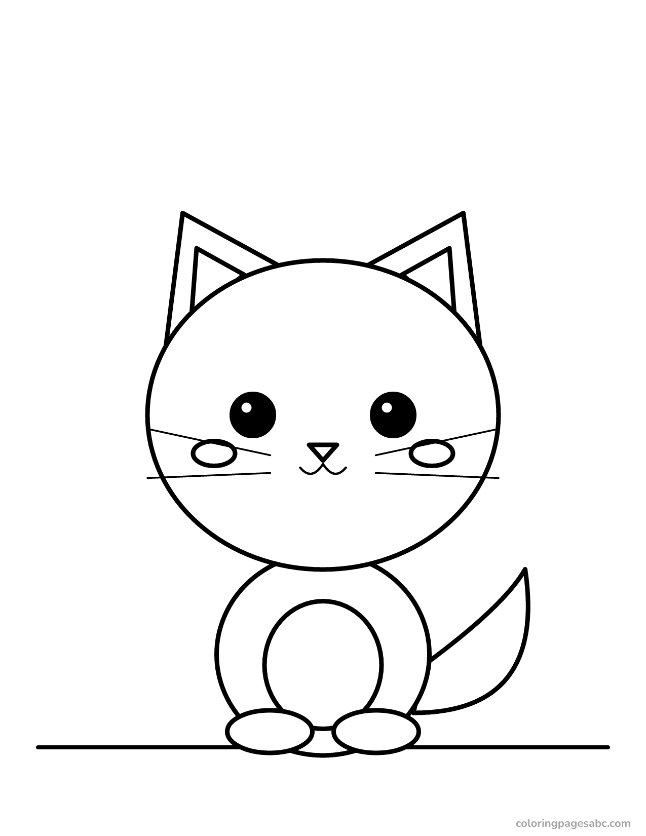 Chibi cat with a huge head and tiny body coloring page