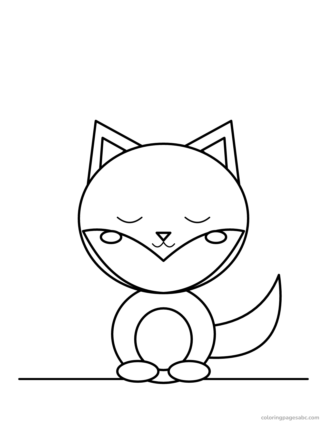 Sleepy chibi fox with a bushy tail coloring page