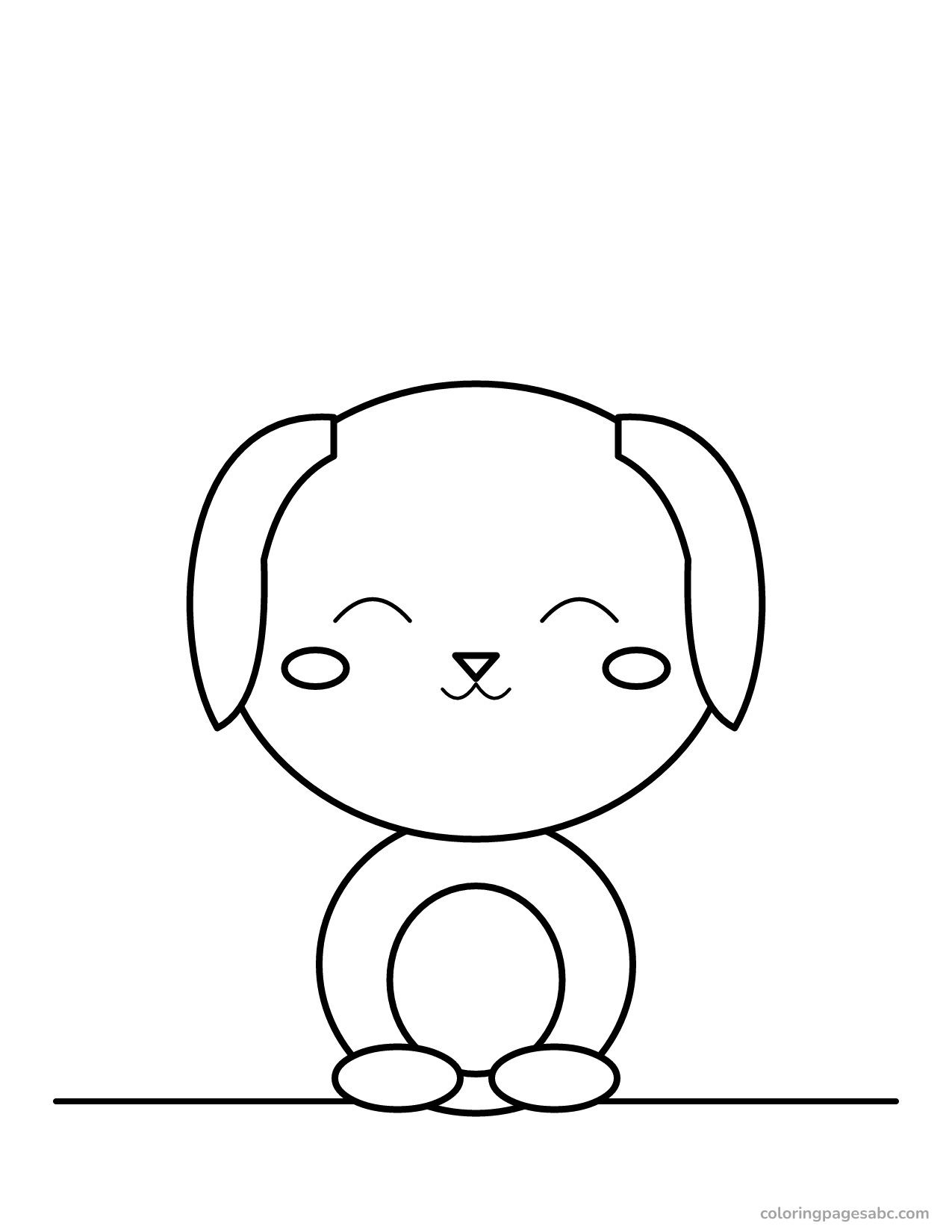 Happy chibi puppy with floppy ears coloring page