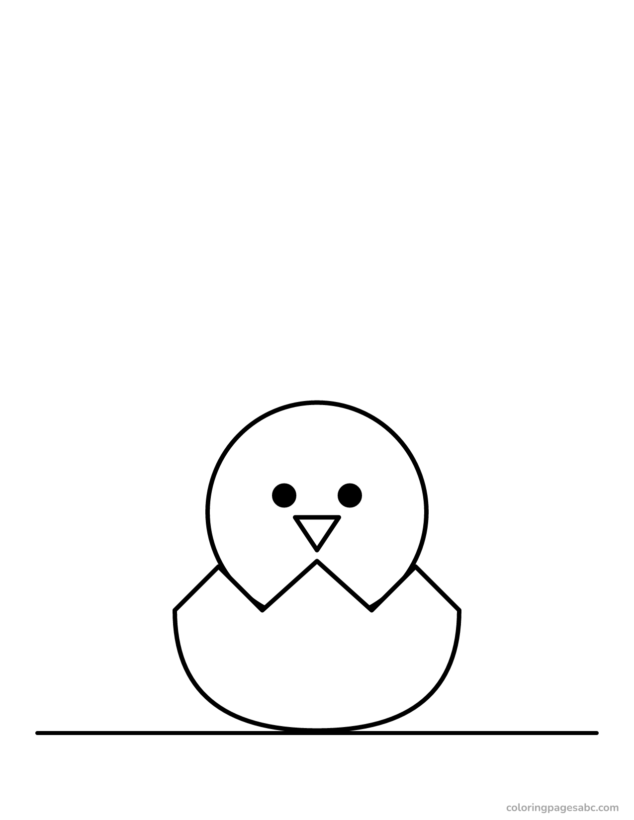 Chick hatching from a cracked Easter egg coloring page