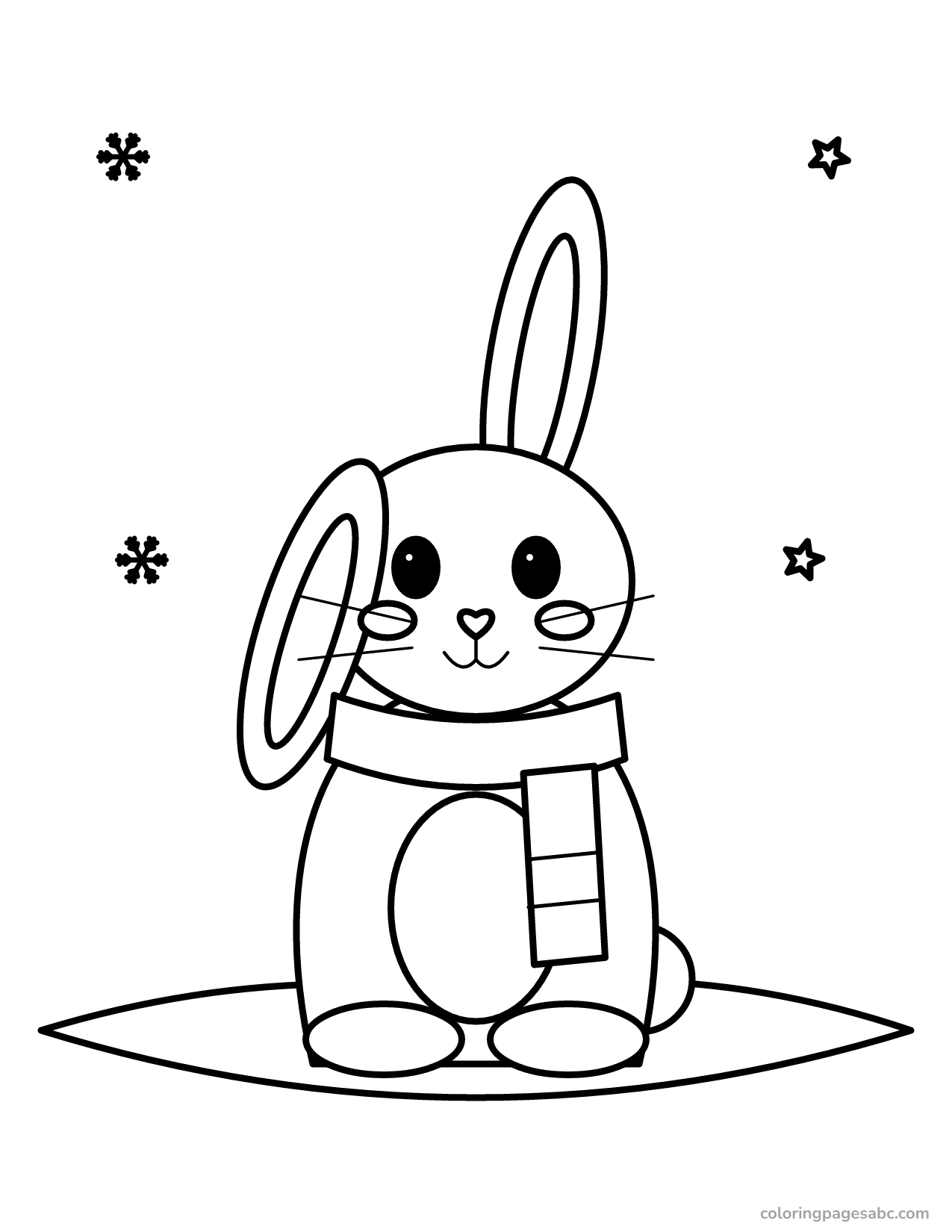 Bunny with a scarf to color online