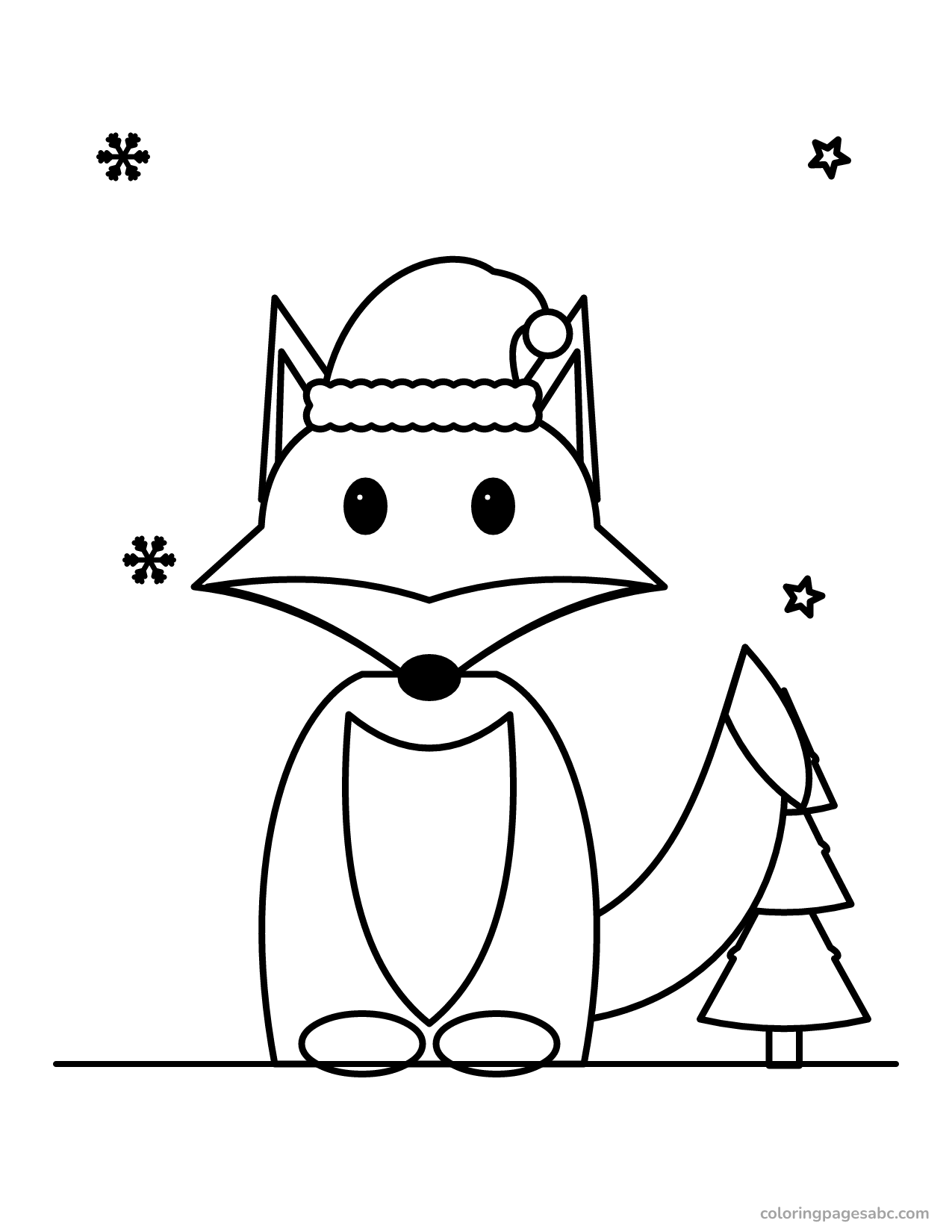 Christmas fox to color online