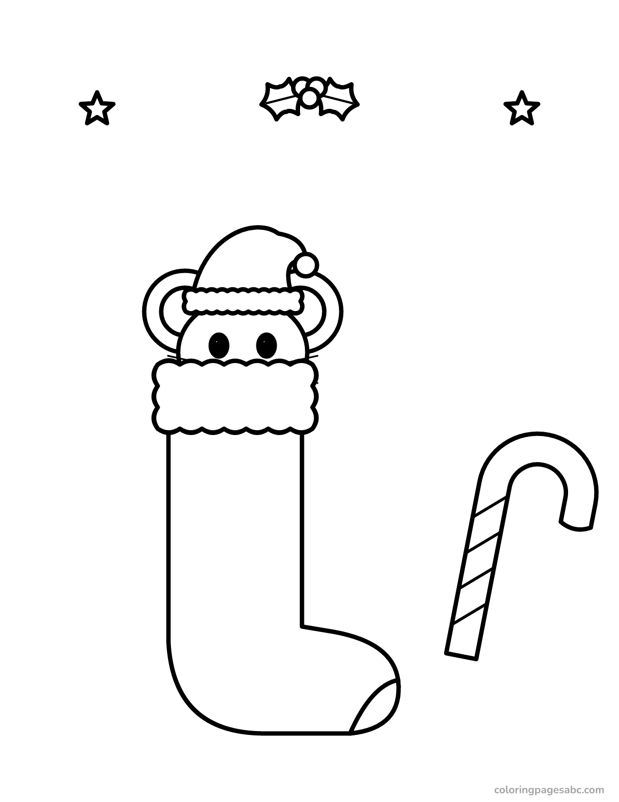 Mouse in a stocking to color online