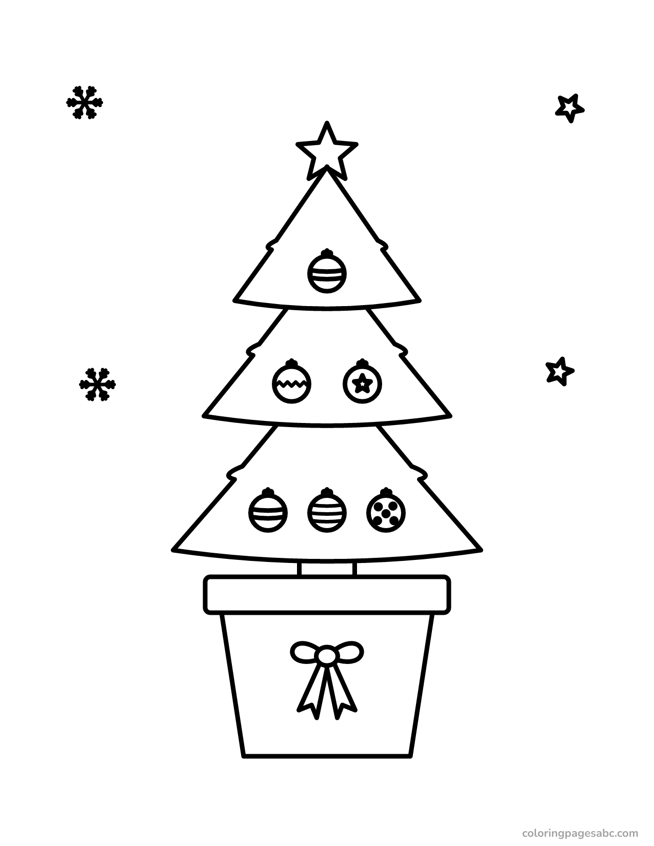 Christmas tree in a pot to color online