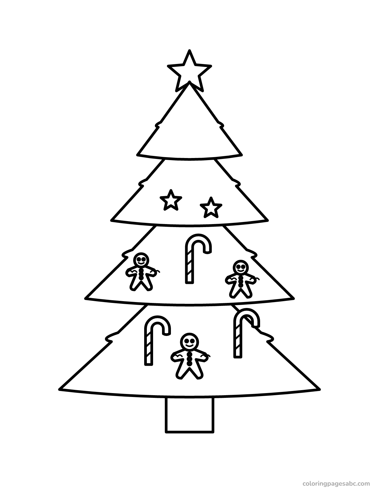 Christmas tree with candy canes to color online