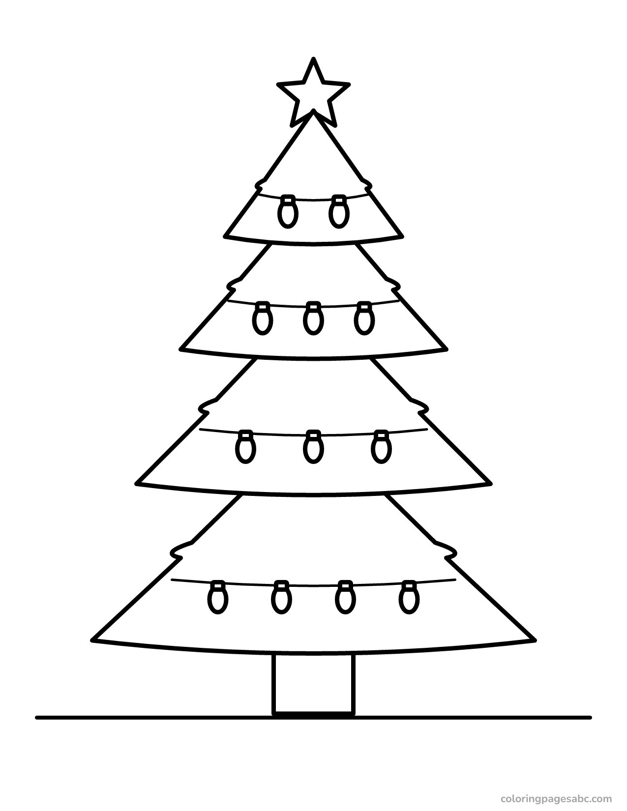 Christmas tree with lights to color online