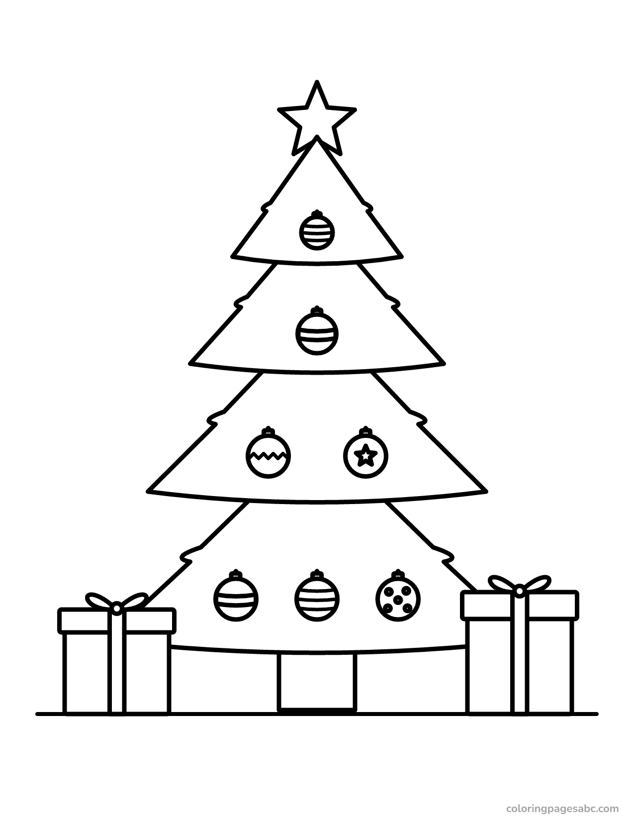 Christmas tree with a star to color online