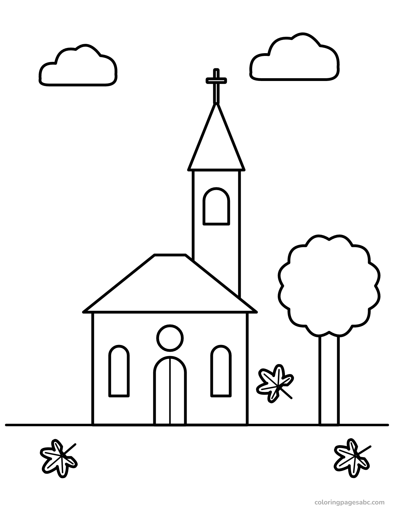 Church in autumn to color online