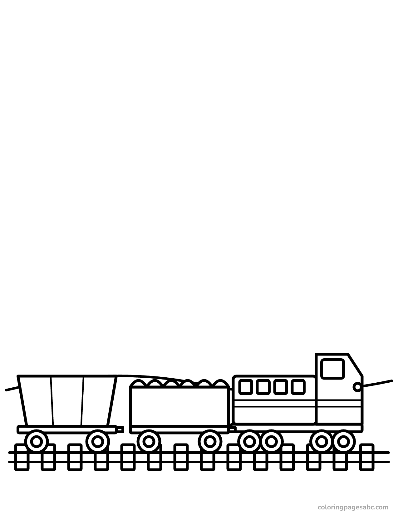 Freight train with a coal car and a hopper car coloring page