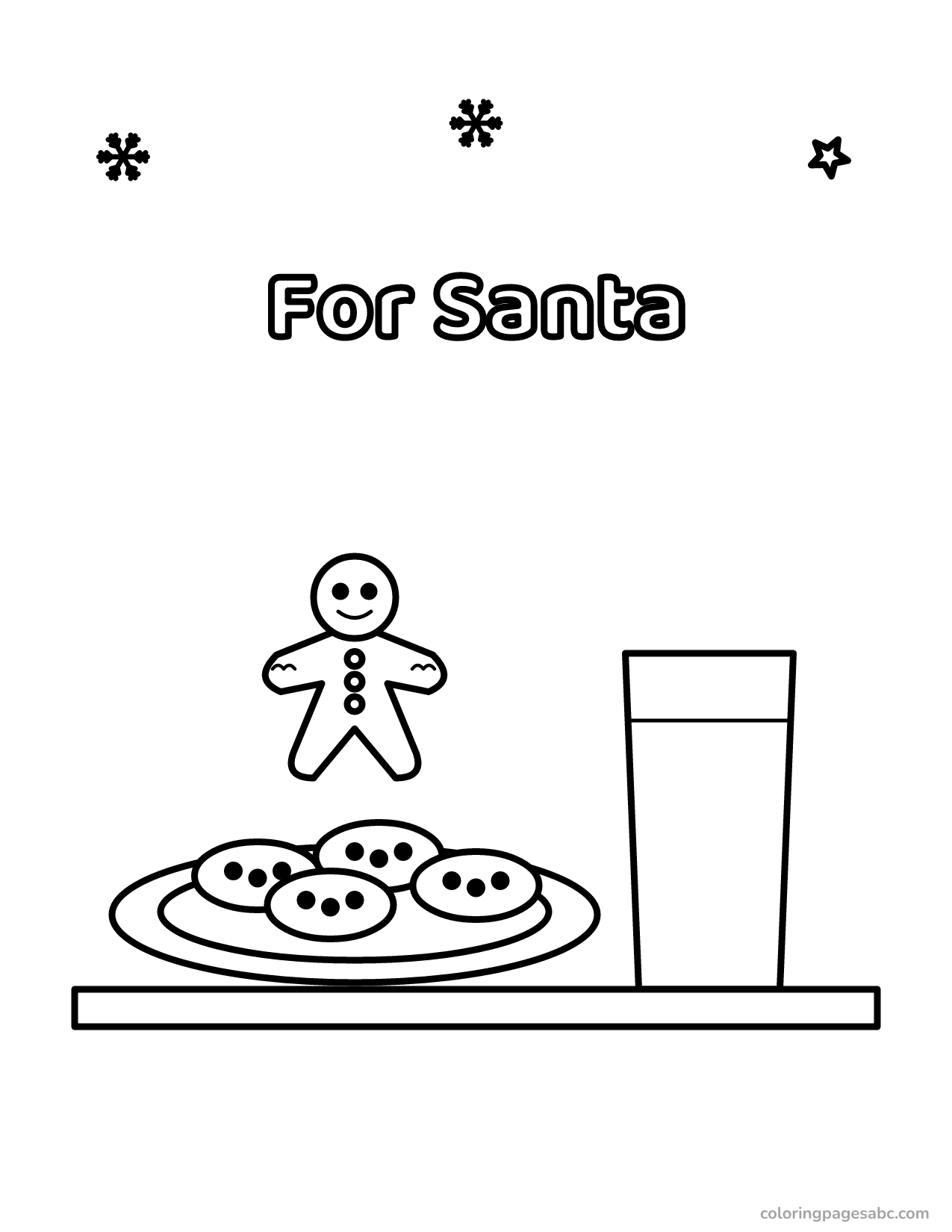 Cookies and milk for Santa to color online