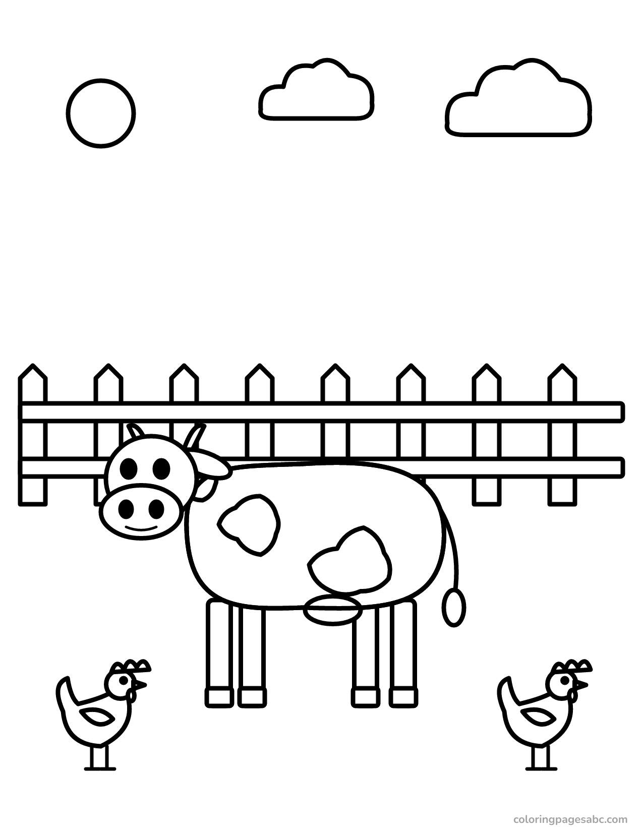 Cow on the farm to color online