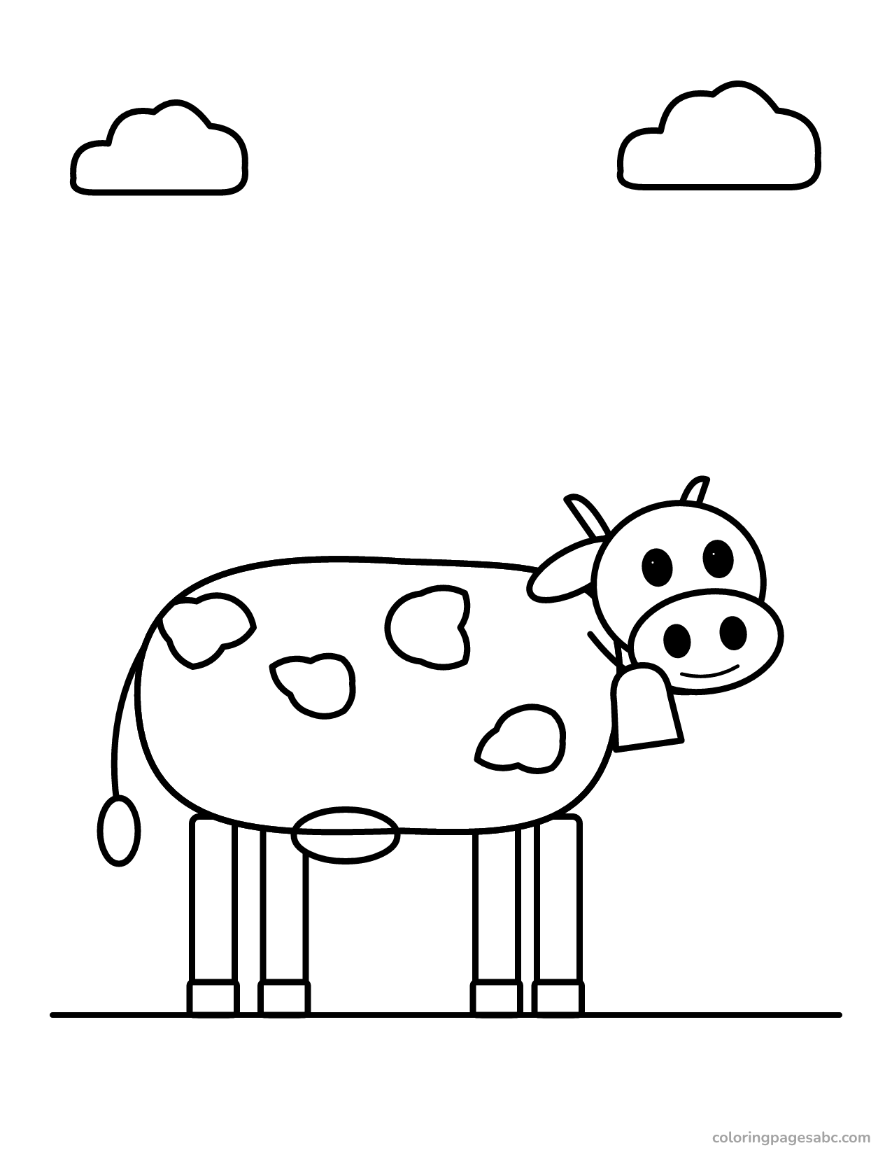 Cow with a bell to color online