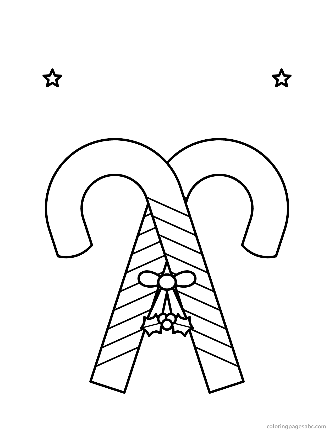 Crossed candy canes to color online