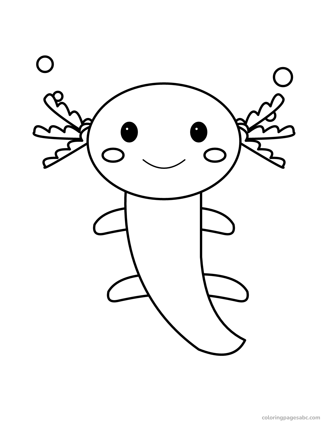 Cute axolotl to color online