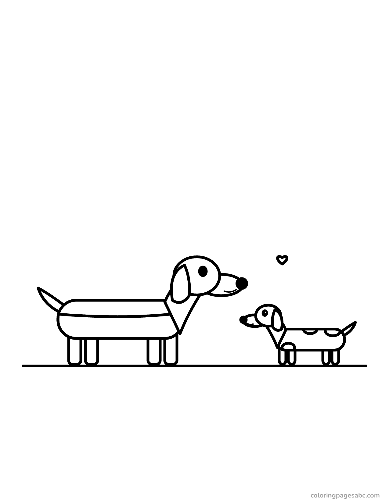 Dachshund and puppy to color online