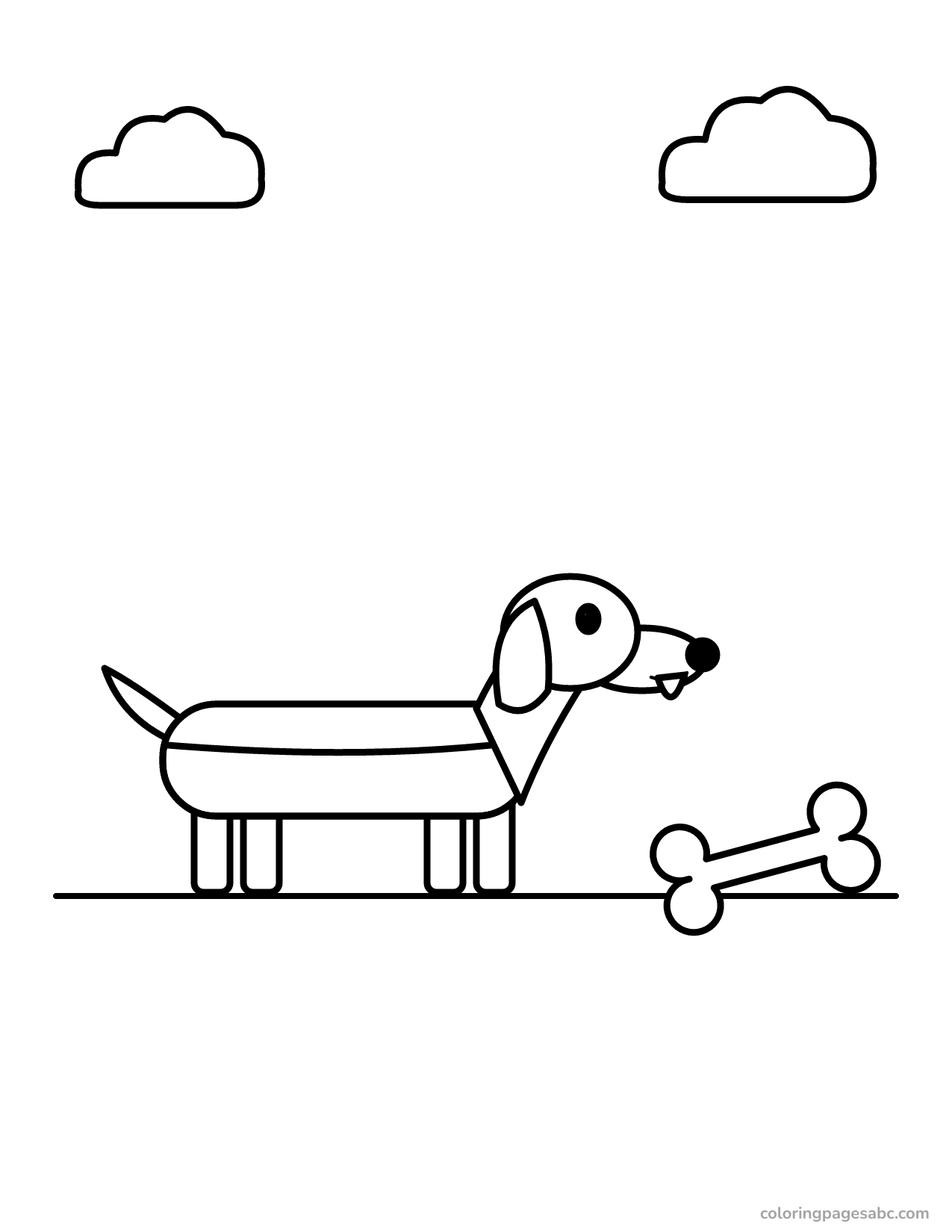 Dachshund with a bone to color online