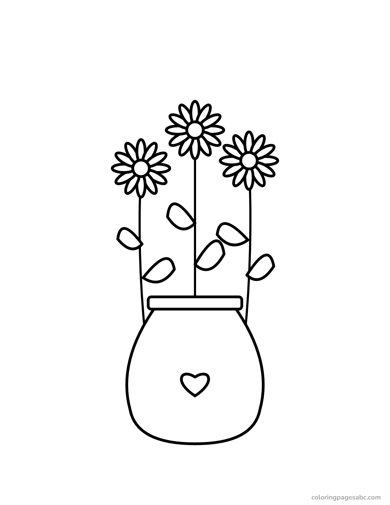 Daisies in a vase to color online