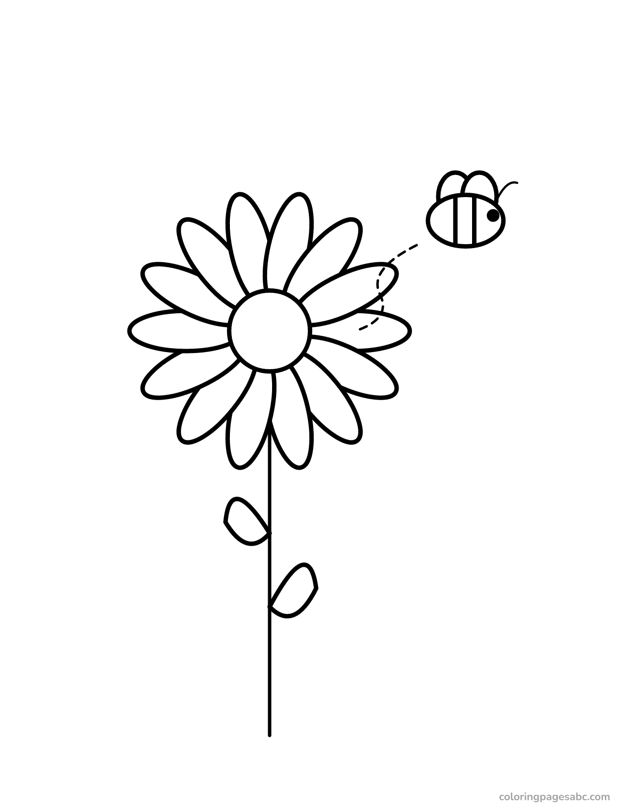Daisy and a bee to color online
