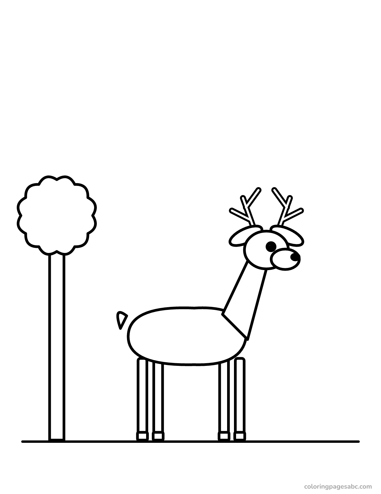 Deer with antlers standing in the forest coloring page