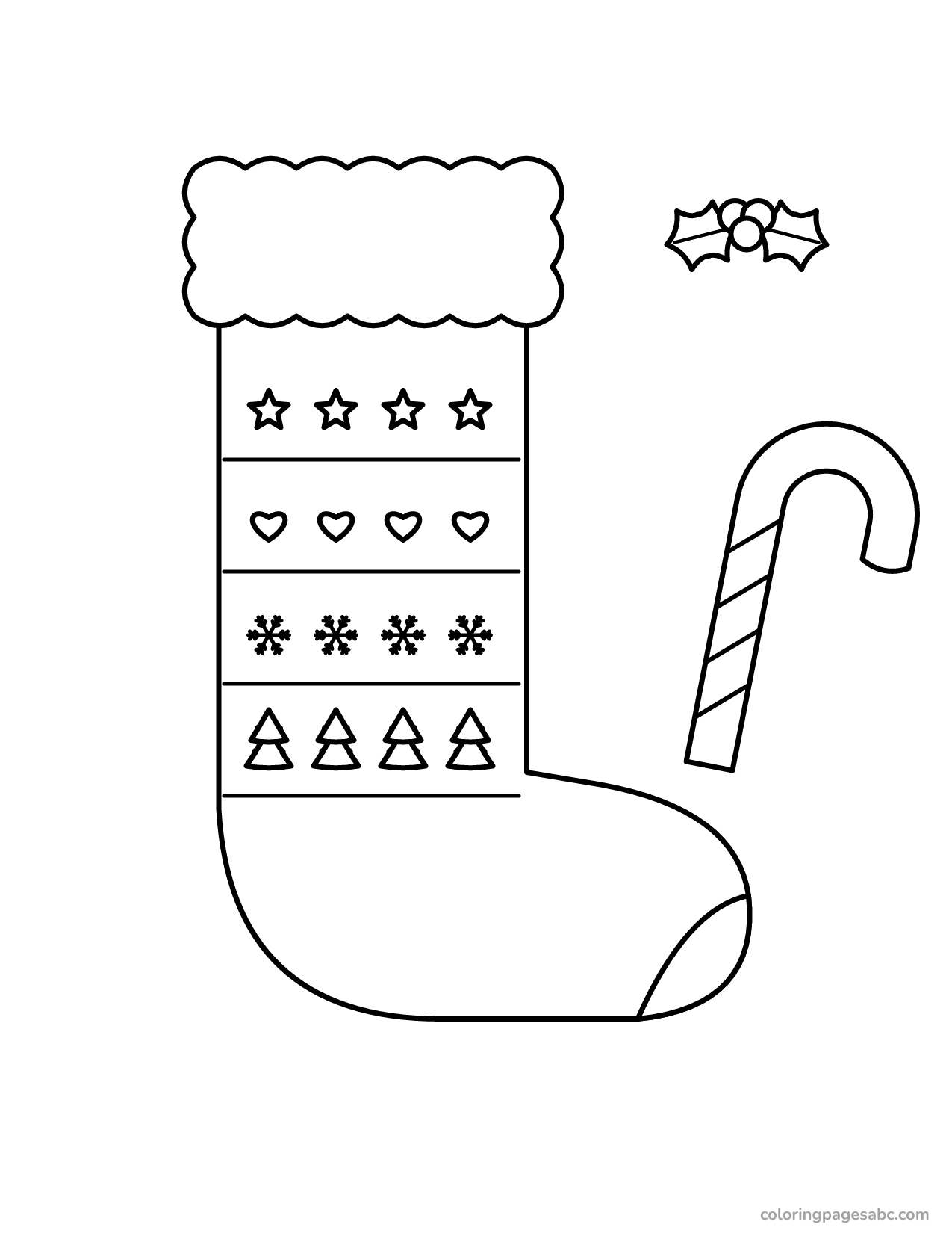 Detailed Christmas stocking to color online
